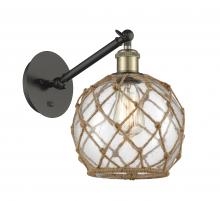  317-1W-BAB-G122-8RB - Farmhouse Rope - 1 Light - 8 inch - Black Antique Brass - Sconce