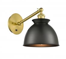 Innovations Lighting 317-1W-SG-M14-BK-LED - Adirondack - 1 Light - 8 inch - Satin Gold - Adjustable Sconce
