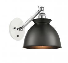Innovations Lighting 317-1W-WPC-M14-BK-LED - Adirondack - 1 Light - 8 inch - White Polished Chrome - Adjustable Sconce
