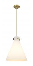  410-1PL-BB-G411-14WH - Newton Cone - 1 Light - 14 inch - Brushed Brass - Cord hung - Pendant