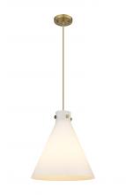  410-1PL-BB-G411-16WH - Newton Cone - 1 Light - 16 inch - Brushed Brass - Cord hung - Pendant