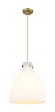  410-1PL-BB-G412-14WH - Newton Bell - 1 Light - 14 inch - Brushed Brass - Cord hung - Pendant