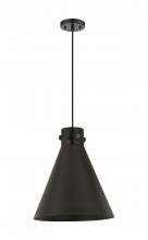  410-1PL-BK-M411-14BK - Newton Cone - 1 Light - 14 inch - Matte Black - Cord hung - Pendant