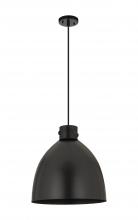  410-1PL-BK-M412-16BK - Newton Bell - 1 Light - 16 inch - Matte Black - Cord hung - Pendant