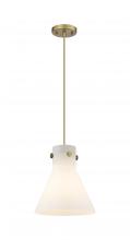  410-1PM-BB-G411-10WH - Newton Cone - 1 Light - 10 inch - Brushed Brass - Cord hung - Pendant