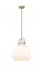  410-1SL-BB-G410-14WH - Newton Sphere - 1 Light - 14 inch - Brushed Brass - Pendant