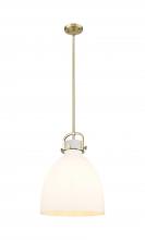  410-1SL-BB-G412-14WH - Newton Bell - 1 Light - 14 inch - Brushed Brass - Pendant