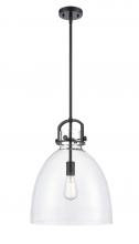  410-1SL-BK-G412-14CL - Newton Bell - 1 Light - 14 inch - Matte Black - Pendant