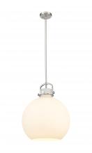  410-1SL-SN-G410-16WH - Newton Sphere - 1 Light - 16 inch - Satin Nickel - Pendant