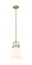  410-1SS-BB-G412-8WH - Newton Bell - 1 Light - 8 inch - Brushed Brass - Mini Pendant