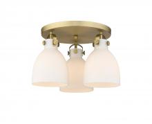  410-3F-BB-G412-7WH - Newton Bell - 3 Light - 18 inch - Brushed Brass - Flush Mount