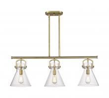  410-3I-BB-G411-10CL - Newton Cone - 3 Light - 42 inch - Brushed Brass - Island Light