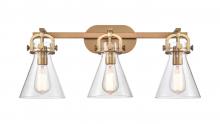  410-3W-BB-G411-7CL - Newton Cone - 3 Light - 27 inch - Brushed Brass - Bath Vanity Light