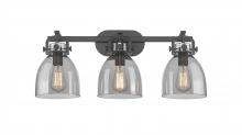  410-3W-BK-G412-7SM - Newton Bell - 3 Light - 27 inch - Matte Black - Bath Vanity Light