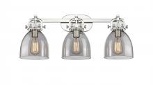  410-3W-PN-G412-7SM - Newton Bell - 3 Light - 27 inch - Polished Nickel - Bath Vanity Light