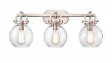  410-3W-SN-7CL - Newton Sphere - 3 Light - 27 inch - Brushed Satin Nickel - Bath Vanity Light