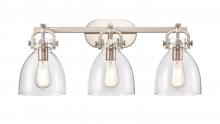  410-3W-SN-G412-7CL - Newton Bell - 3 Light - 27 inch - Satin Nickel - Bath Vanity Light