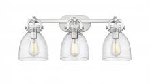  410-3W-SN-G412-7SDY - Newton Bell - 3 Light - 27 inch - Satin Nickel - Bath Vanity Light