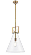  411-1S-BB-14CL - Newton Cone - 1 Light - 14 inch - Brushed Brass - Cord hung - Pendant