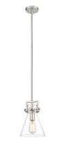  411-1S-SN-8CL - Newton Cone - 1 Light - 8 inch - Brushed Satin Nickel - Cord hung - Mini Pendant