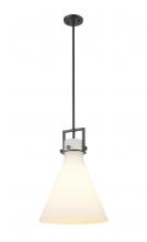  411-1SL-BK-G411-14WH - Newton Cone - 1 Light - 14 inch - Matte Black - Cord hung - Pendant