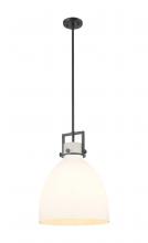  411-1SL-BK-G412-14WH - Newton Bell - 1 Light - 14 inch - Matte Black - Pendant