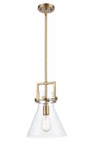  411-1SM-BB-G411-10CL - Newton Cone - 1 Light - 10 inch - Brushed Brass - Mini Pendant