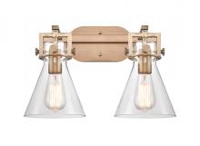  411-2W-BB-7CL-LED - Newton Cone - 2 Light - 17 inch - Brushed Brass - Bath Vanity Light