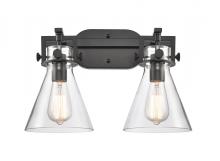  411-2W-BK-G411-7CL - Newton Cone - 2 Light - 17 inch - Matte Black - Bath Vanity Light