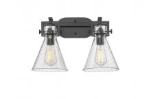  411-2W-BK-G411-7SDY - Newton Cone - 2 Light - 17 inch - Matte Black - Bath Vanity Light