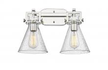  411-2W-PN-G411-7SDY - Newton Cone - 2 Light - 17 inch - Polished Nickel - Bath Vanity Light