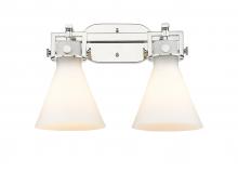  411-2W-PN-G411-7WH - Newton Cone - 2 Light - 17 inch - Polished Nickel - Bath Vanity Light