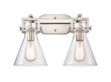  411-2W-SN-G411-7CL - Newton Cone - 2 Light - 17 inch - Satin Nickel - Bath Vanity Light