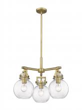  411-3CR-BB-G410-7SDY - Newton Sphere - 3 Light - 21 inch - Brushed Brass - Pendant