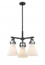  411-3CR-BK-G411-7WH - Newton Cone - 3 Light - 21 inch - Matte Black - Pendant