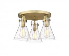  411-3F-BB-G411-7SDY - Newton Cone - 3 Light - 18 inch - Brushed Brass - Flush Mount