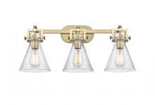  411-3W-BB-G411-7SDY - Newton Cone - 3 Light - 27 inch - Brushed Brass - Bath Vanity Light