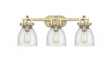  411-3W-BB-G412-7SM - Newton Bell - 3 Light - 27 inch - Brushed Brass - Bath Vanity Light