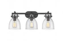  411-3W-BK-G412-7SDY - Newton Bell - 3 Light - 27 inch - Matte Black - Bath Vanity Light