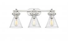  411-3W-PN-G411-7SDY - Newton Cone - 3 Light - 27 inch - Polished Nickel - Bath Vanity Light