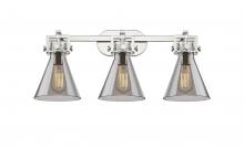  411-3W-PN-G411-7SM - Newton Cone - 3 Light - 27 inch - Polished Nickel - Bath Vanity Light