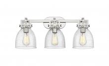  411-3W-PN-G412-7SDY - Newton Bell - 3 Light - 27 inch - Polished Nickel - Bath Vanity Light