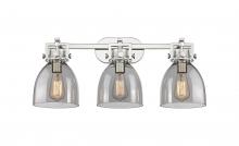  411-3W-PN-G412-7SM - Newton Bell - 3 Light - 27 inch - Polished Nickel - Bath Vanity Light