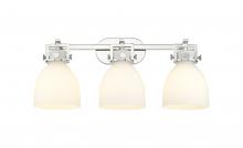  411-3W-PN-G412-7WH - Newton Bell - 3 Light - 27 inch - Polished Nickel - Bath Vanity Light