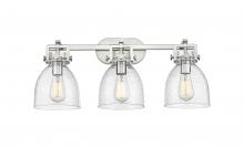  411-3W-SN-G412-7SDY - Newton Bell - 3 Light - 27 inch - Satin Nickel - Bath Vanity Light