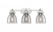  411-3W-SN-G412-7SM - Newton Bell - 3 Light - 27 inch - Satin Nickel - Bath Vanity Light