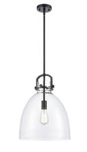  412-1S-BK-14CL - Newton Bell - 1 Light - 14 inch - Matte Black - Cord hung - Pendant