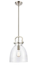  412-1S-SN-10CL - Newton Bell - 1 Light - 10 inch - Brushed Satin Nickel - Stem Hung - Mini Pendant