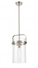  413-1SM-SN-G413-1S-8CL - Pilaster - 1 Light - 8 inch Glass - Satin Nickel - Pendant