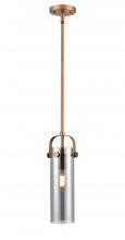  423-1S-BB-G423-12SM - Pilaster II Cylinder - 1 Light - 12 inch Long Glass - Brushed Brass - Pendant